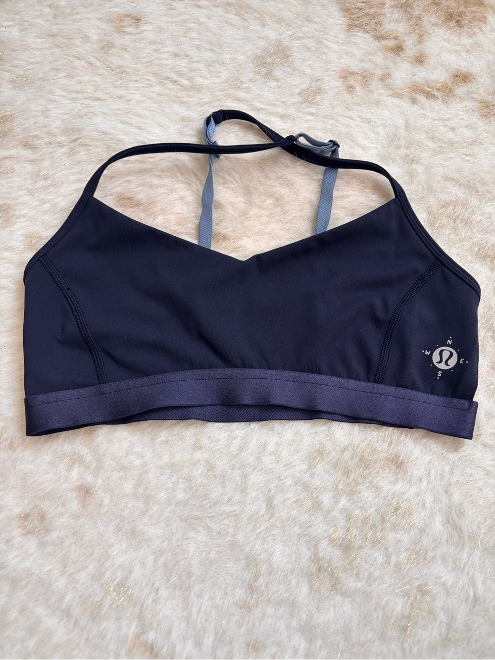 lululemon Shala Wanderlust Exclusive Blue Strappy Sports Bra